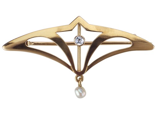 Jugendstil brosche 585 gold - jugendstil,
