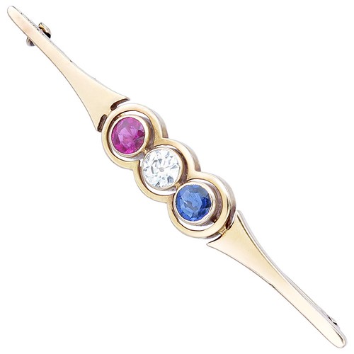 Brosche tricolore saphir - brosche,