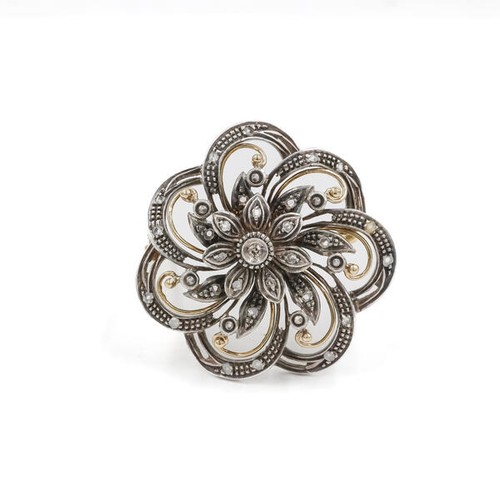 Brosche mit diamantrosen antik - diamantrosen,