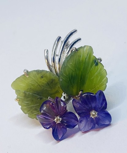 Veilchen brosche mit amethyst - veilchen,