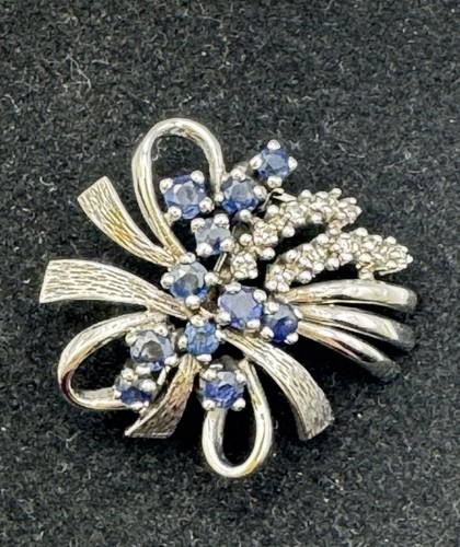 Edle 585 gold brosche - edle, saphiren
