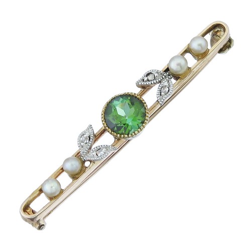 Brosche perle diamanten - perle,