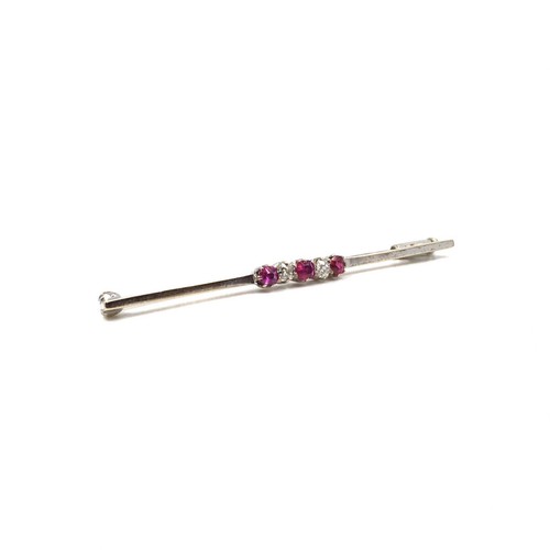 14kt weißgold stab brosche - 14kt,