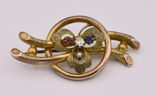 Brosche rubin safir perle - brosche,